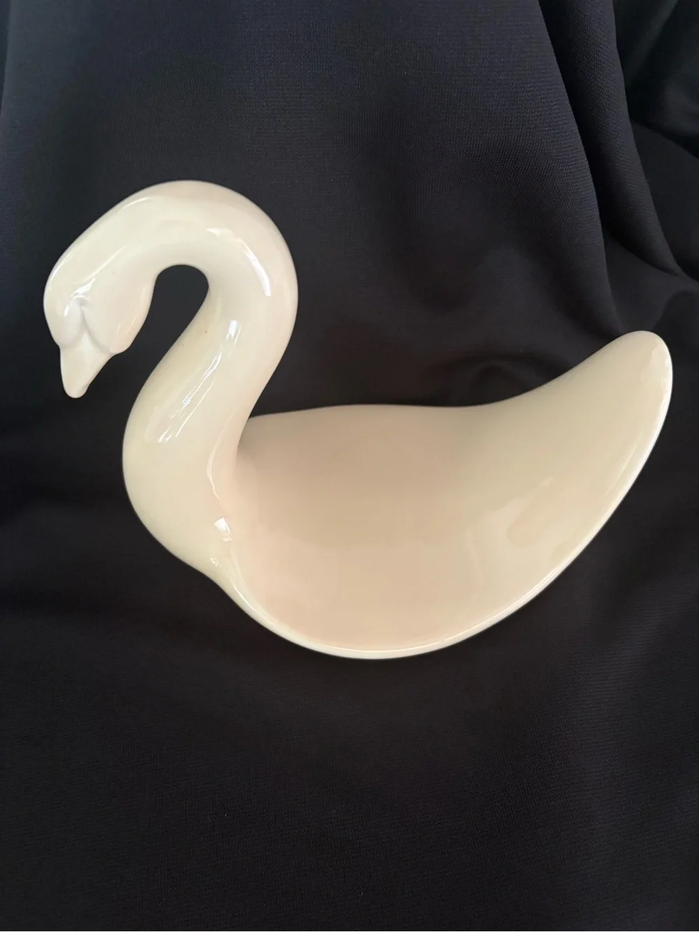 Vintage MCM Ceramic Swan Trinket Dish Cream USA Pottery - Vohann of California